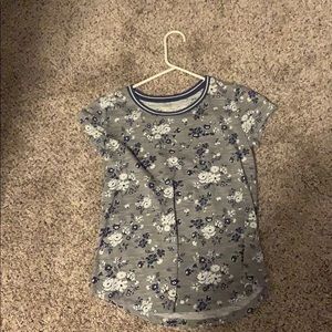 Grey, white, and navy blue T-shirt